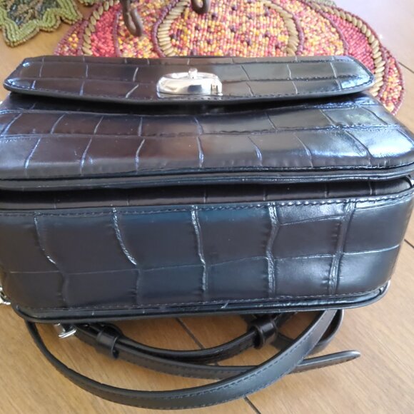 New Coach Cassie 19 Croc Embossed Crossbody Handbag in Black CP138 - Picture 4 of 10